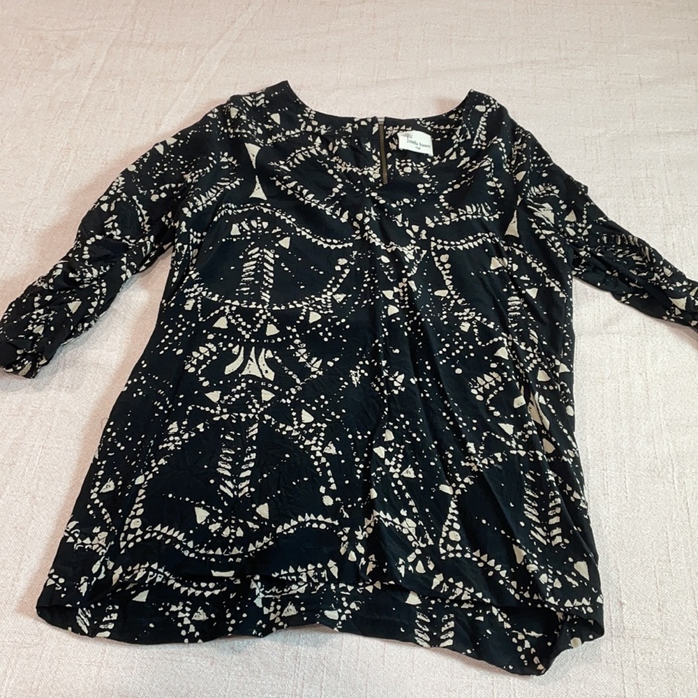 Stella Forest Silk Black and Tan Blouse top